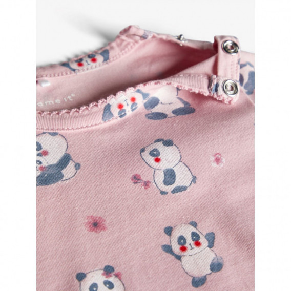 Costum pentru bebeluși din bumbac organic cu imprimeu roz deschis Name it 107560 3