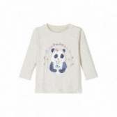 Bluză gri din bumbac cu imprimeu panda, pentru fete Name it 107567 