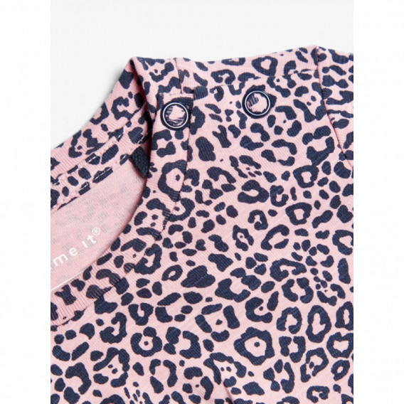 Rochie din bumbac cu imprimeu animal, roz pentru fete Name it 107580 3
