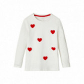 Bluză albă din bumbac cu inimă roșie aplicată, pentru fete Name it 107609 