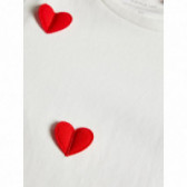 Bluză albă din bumbac cu inimă roșie aplicată, pentru fete Name it 107611 3