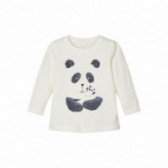 Bluză de bumbac cu panda, albă, pentru băiat Name it 107612 