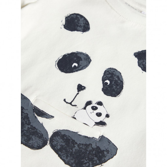 Bluză de bumbac cu panda, albă, pentru băiat Name it 107614 3