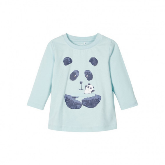 Bluză albastră din bumbac cu imprimeu panda, pentru băieți Name it 107615 