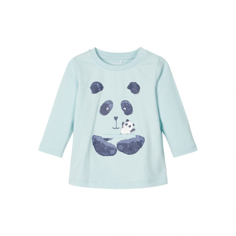 Bluză albastră din bumbac cu imprimeu panda, pentru băieți  107615
