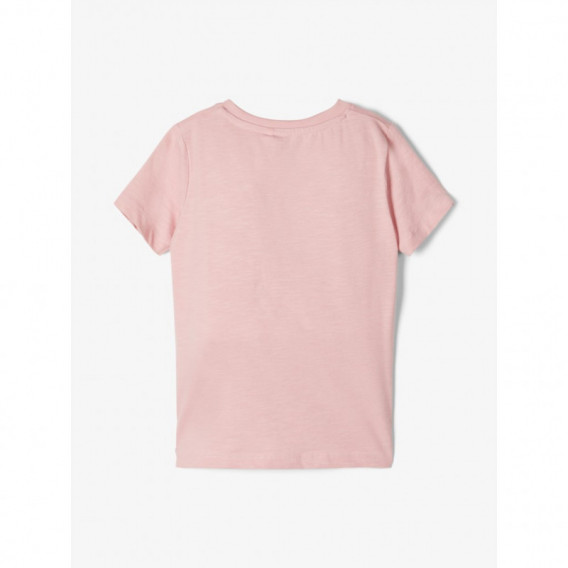 Tricou din bumbac organic cu imprimeu, roz pentru fete Name it 107622 2