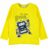 Bluză galbenă din bumbac organic cu imprimeu, pentru băieți Name it 107640 