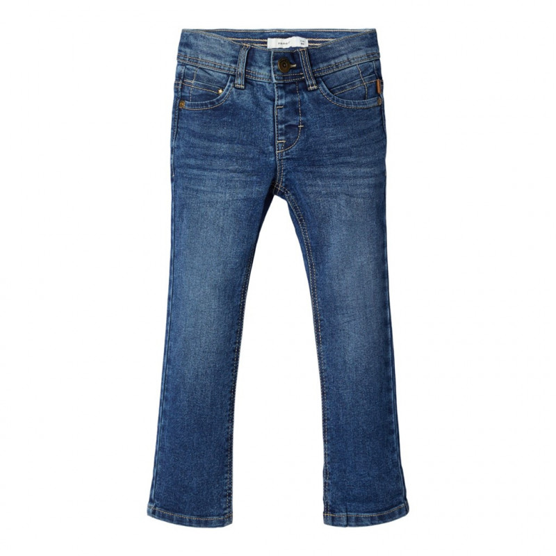 Jeans din bumbac organic, albaștri pentru băieți  107646