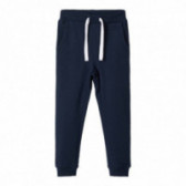 Pantaloni băieți din bumbac organic cu șnur contrastant, albastru închis Name it 107718 