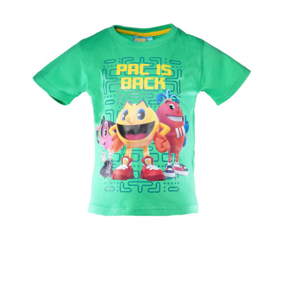 Tricou verde din bumbac, cu imprimeu, pentru băieți Pac-Man 107937 