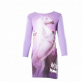 Rochie de culoare violet cu mânecă lungă, cu imprimeu Miss Melody 108041 2