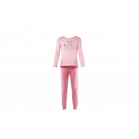 Pijamale din bumbac din două piese de culoare roz pentru fete SANETTA 108115 