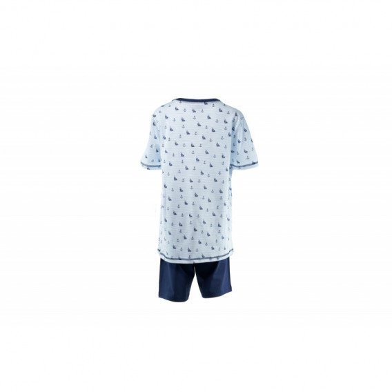 Pijamale din bumbac de culoare albastră din două piese pentru băieți SANETTA 108119 2