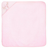 Prosop de baie roz pentru copii cu o aplicație din material textil moale pentru fete Inter Baby 109218 2
