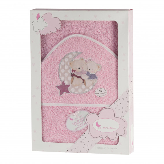 Prosop pentru bebeluși Amoroso roz pentru fete, cu ursuleți brodați Inter Baby 109417 3