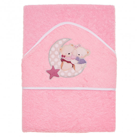 Prosop pentru bebeluși Amoroso roz pentru fete, cu ursuleți brodați Inter Baby 109418 4
