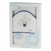 Prosop pentru copii, cu margine albastră și aplicație șoarece Inter Baby 109525 3