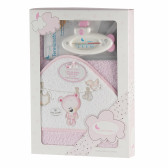 Prosop de baie roz pentru copii cu o aplicație din material textil moale pentru fete Inter Baby 109590 3