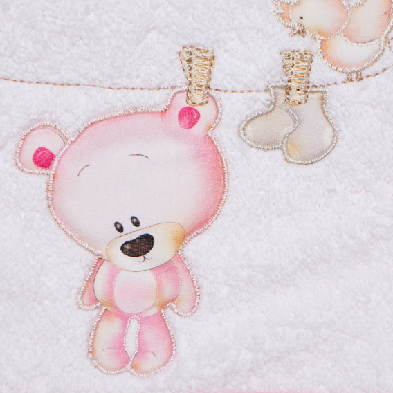 Prosop de baie roz pentru copii cu o aplicație din material textil moale pentru fete Inter Baby 109593 6