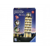 Puzzle 3D turn înclinat din Pisa noaptea Ravensburger 10982 