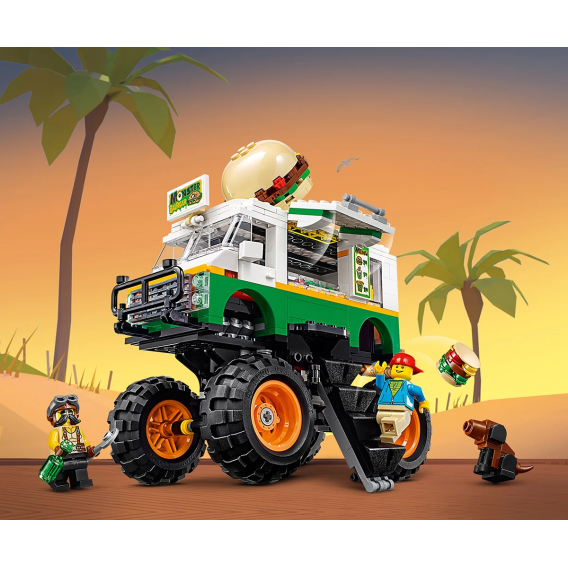 Lego de construit, Monster Truck Hamburger Stand, 499 piese Lego 109986 5