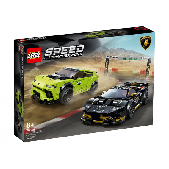 Set Lego, Lamborghini Urus ST-X și Lamborghini Huracán Super Trofeo EVO, 663 piese Lego 110243 