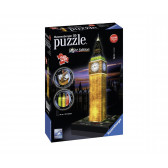 Puzzle 3D, Big Ben luminat, Londra Ravensburger 11066 