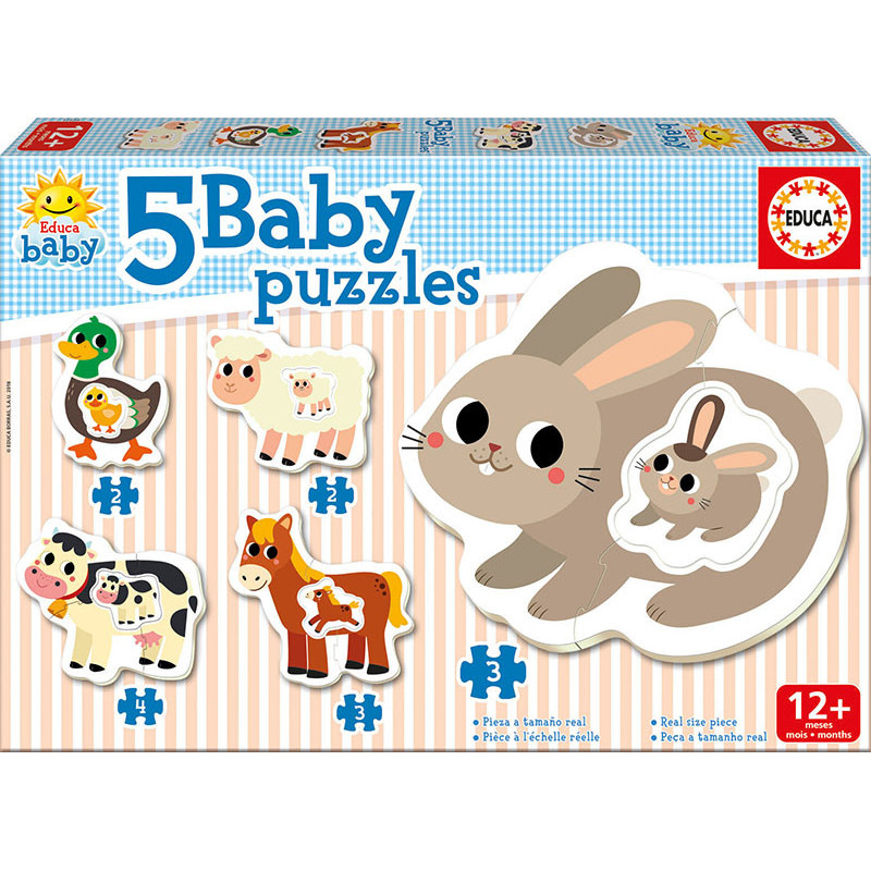 Puzzle pentru copii 5-în-1 Animăluțe mama și bebelușul  11086