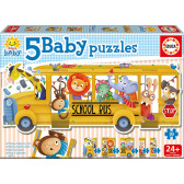 Puzzle 5 în 1 autobuz cu animale Educa 11088 
