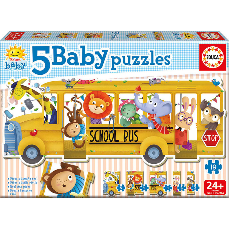 Puzzle 5 în 1 autobuz cu animale  11088