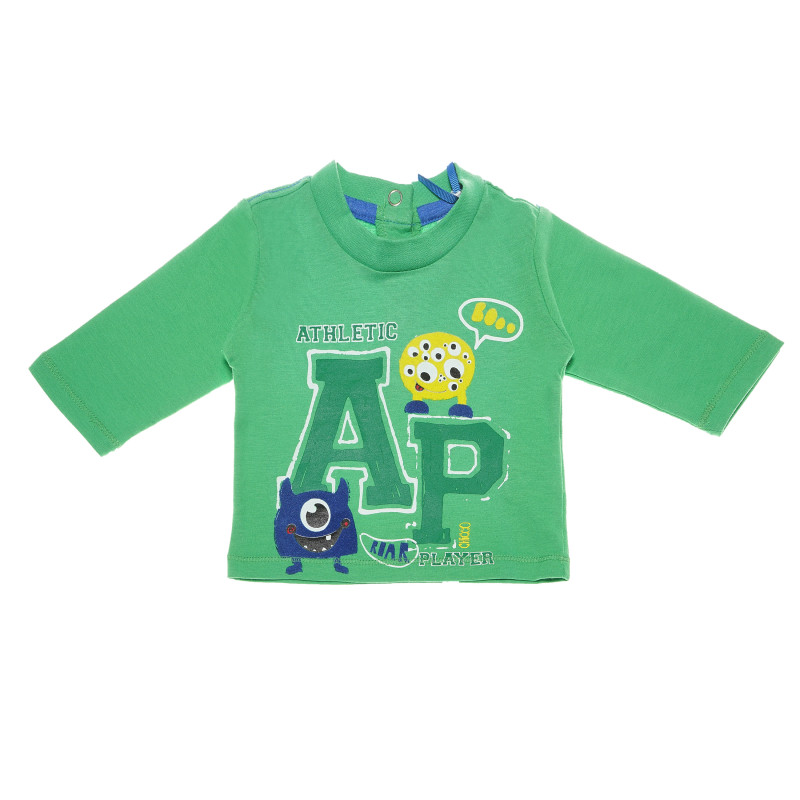 Bluză de bumbac pentru copii cu imprimeu, verde  111013
