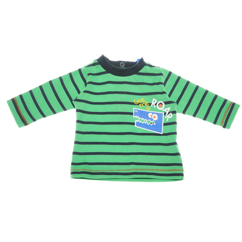 Bluză cu imprimeu pentru băieți, cu dungi verde-albastru  111020