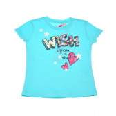 Tricou de bumbac pentru fetiță cu imprimeu, albastru deschis Chicco 111129 