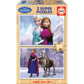 Puzzle pentru lemn 2-în-1  pentru copii - Regatul de gheață Frozen 11119 