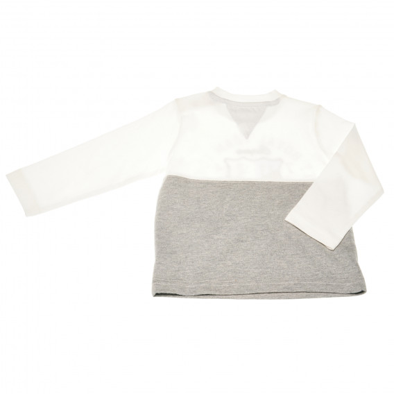 Bluză din bumbac cu mâneci lungi și imprimeu pentru băiat, de culoare ecru și gri melanj Chicco 111252 2
