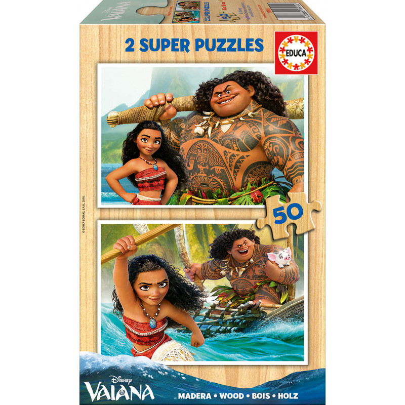 Puzzle din lemn 2 în 1 Vaiana, 50 de piese  11126