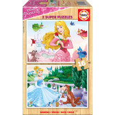 2 în 1 - puzzle prințesă Disney, 16 piese Disney 11127 
