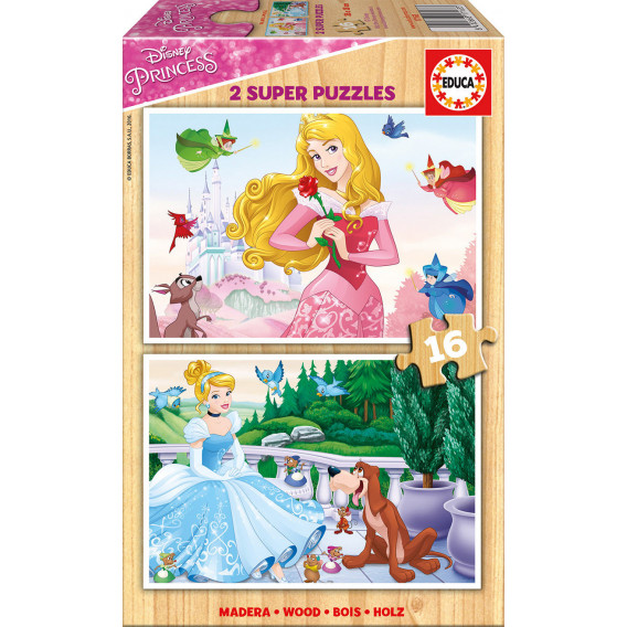 2 în 1 - puzzle prințesă Disney, 16 piese Disney 11127 