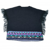 Poncho tricotat pentru fete cu franjuri, albastru închis Chicco 111290 2