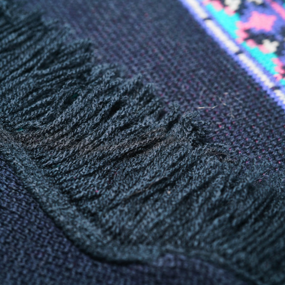 Poncho tricotat pentru fete cu franjuri, albastru închis Chicco 111291 3