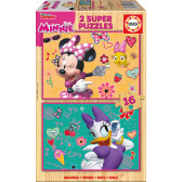 2 în 1 mini puzzle Disney, 16 piese Minnie Mouse 11137 