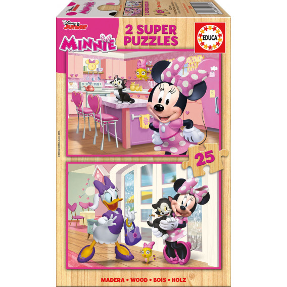 Puzzle pentru lemn 2-în-1  pentru copii - Minie Mouse Disney Minnie Mouse 11138 