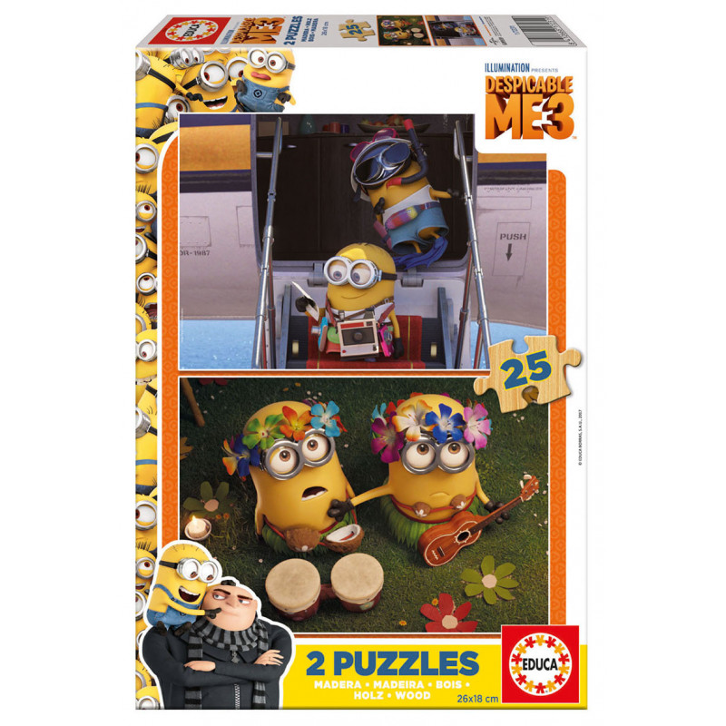 2 în 1 - puzzle minion din lemn, 25 de piese  11142
