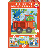 Puzzle pentru copii cu mașini, 4 în 1 Educa 11146 