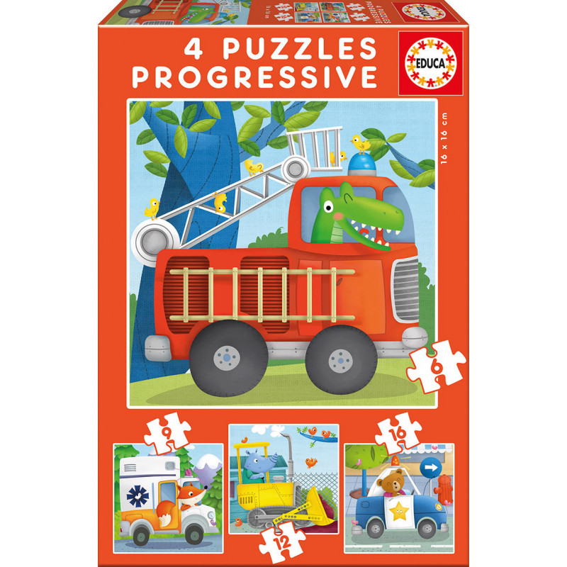 Puzzle pentru copii cu mașini, 4 în 1  11146