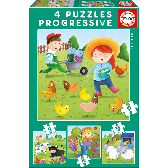 Puzzle fermă, 4 în 1 Educa 11147 