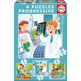 Puzzle pentru copii,2D,  4 în 1, profesii Educa 11148 