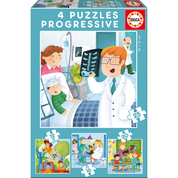 Puzzle pentru copii,2D,  4 în 1, profesii Educa 11148 