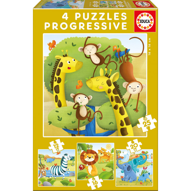 Puzzle animale din junglă, 4 în 1  11149