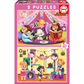 Puzzle 2 la 1 petrecere în pijamale pentru copii Educa 11153 